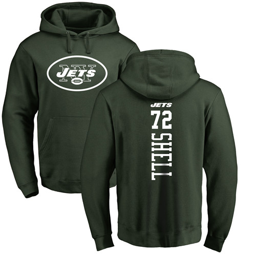 New York Jets Men Green Brandon Shell Backer NFL Football #72 Pullover Hoodie Sweatshirts